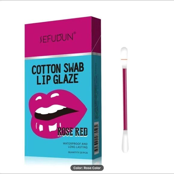 TATTOO LIPSTICK COTTON SWAB LIP GLAZE WATERPROOF LONG LASTING 20PCS PER PACK - Picture 5 of 11